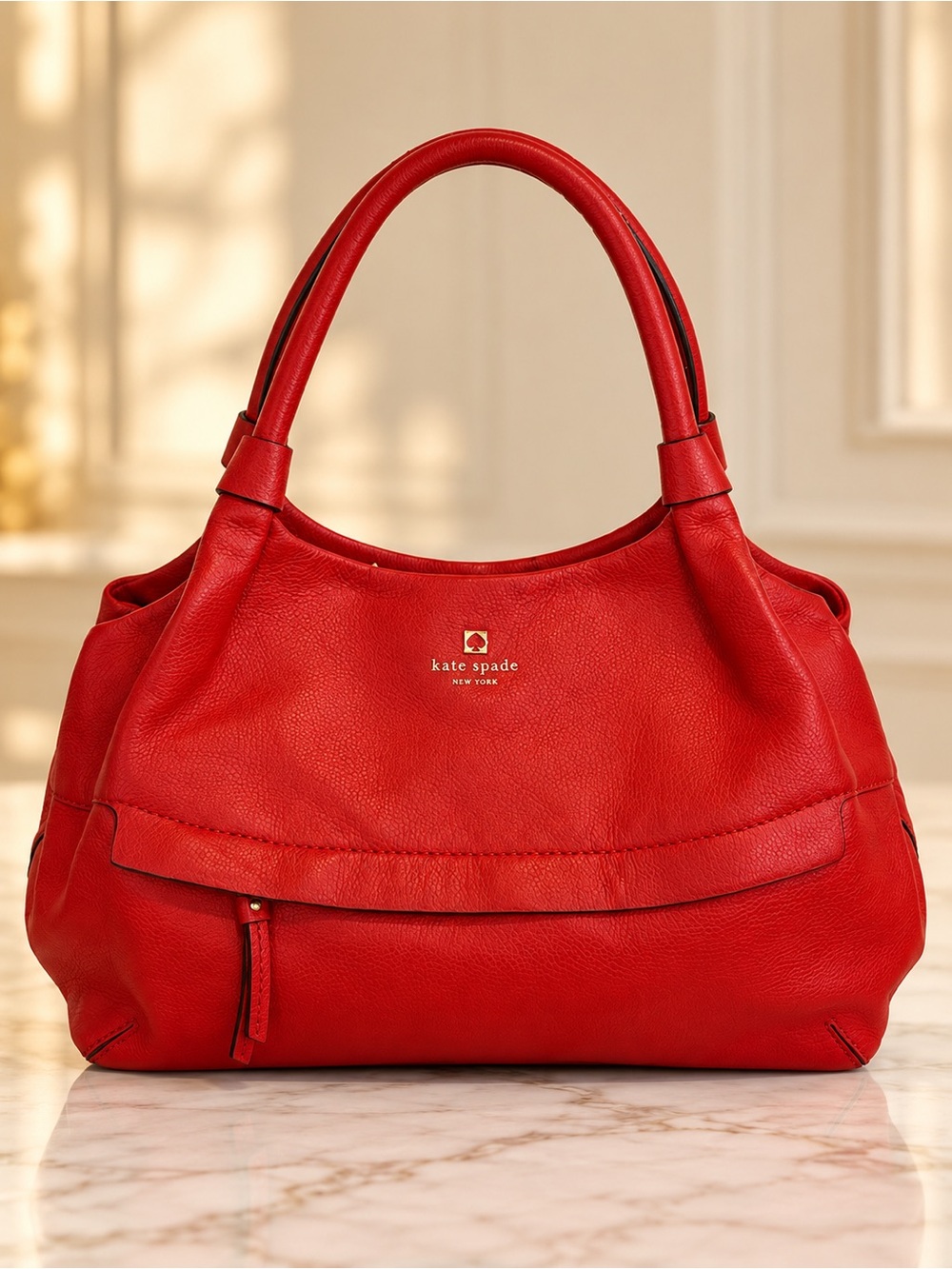 Kate Spade Red Pebbled Leather hobo Shoulder Bag